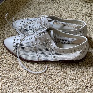 CANDELA NYC Studded Mesh White Oxfords